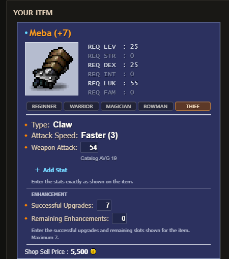 Direct-edit Item window with final stats, catalog references, successful upgrades, and remaining enhancements